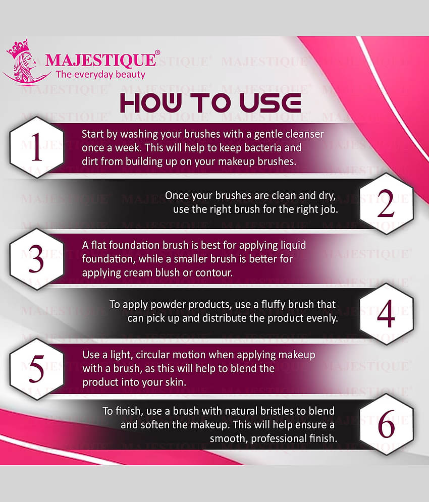 Majestique 12 Pieces Makeup Brush Kit Vegan Makeup Tools with Protective Tray for Women - Multicolor