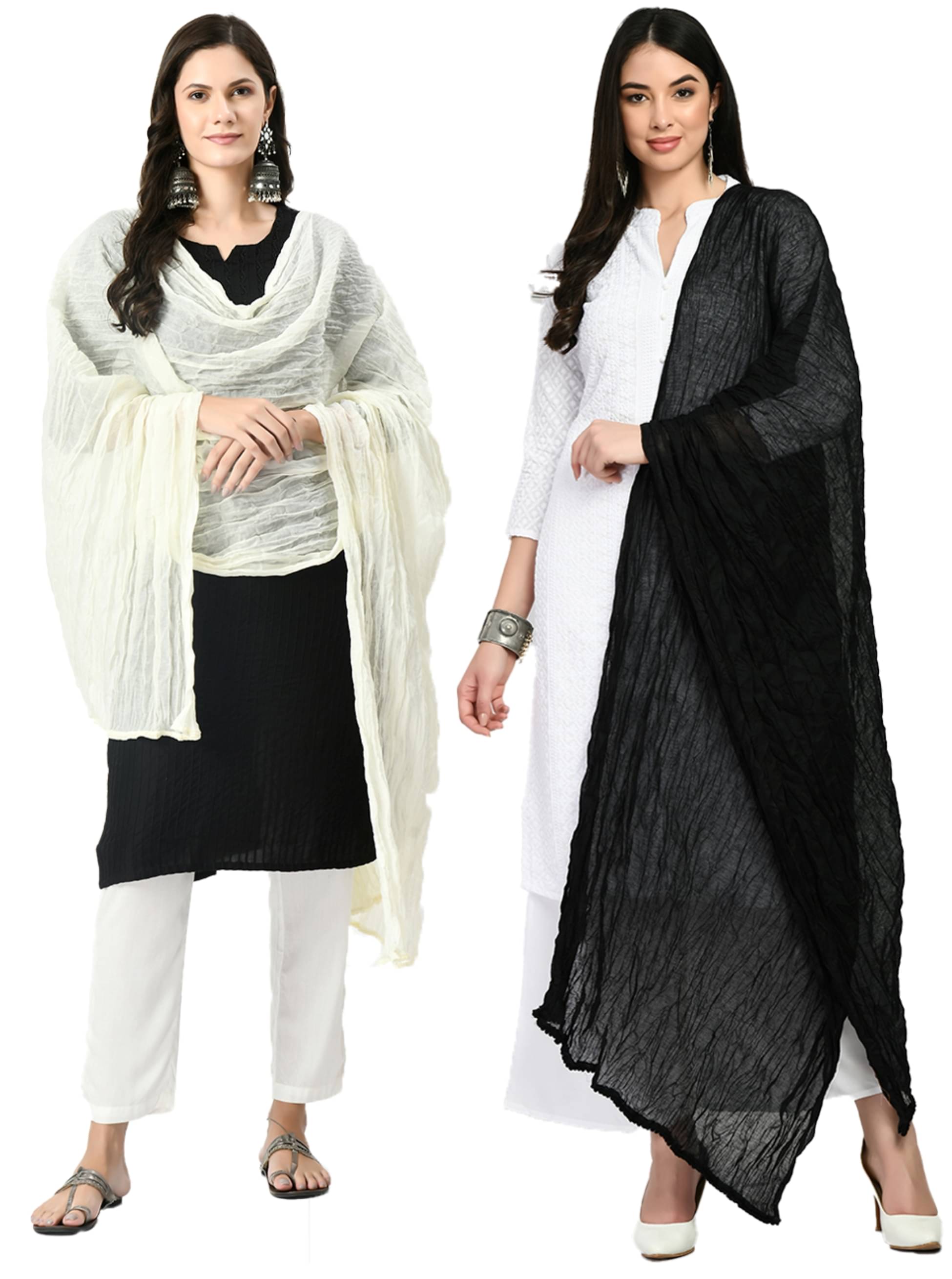 MAURYA Black Cotton Women's Dupatta - ( Pack of 2 ) MAURYA Black Cotton Women's Dupatta - ( Pack of 2 )