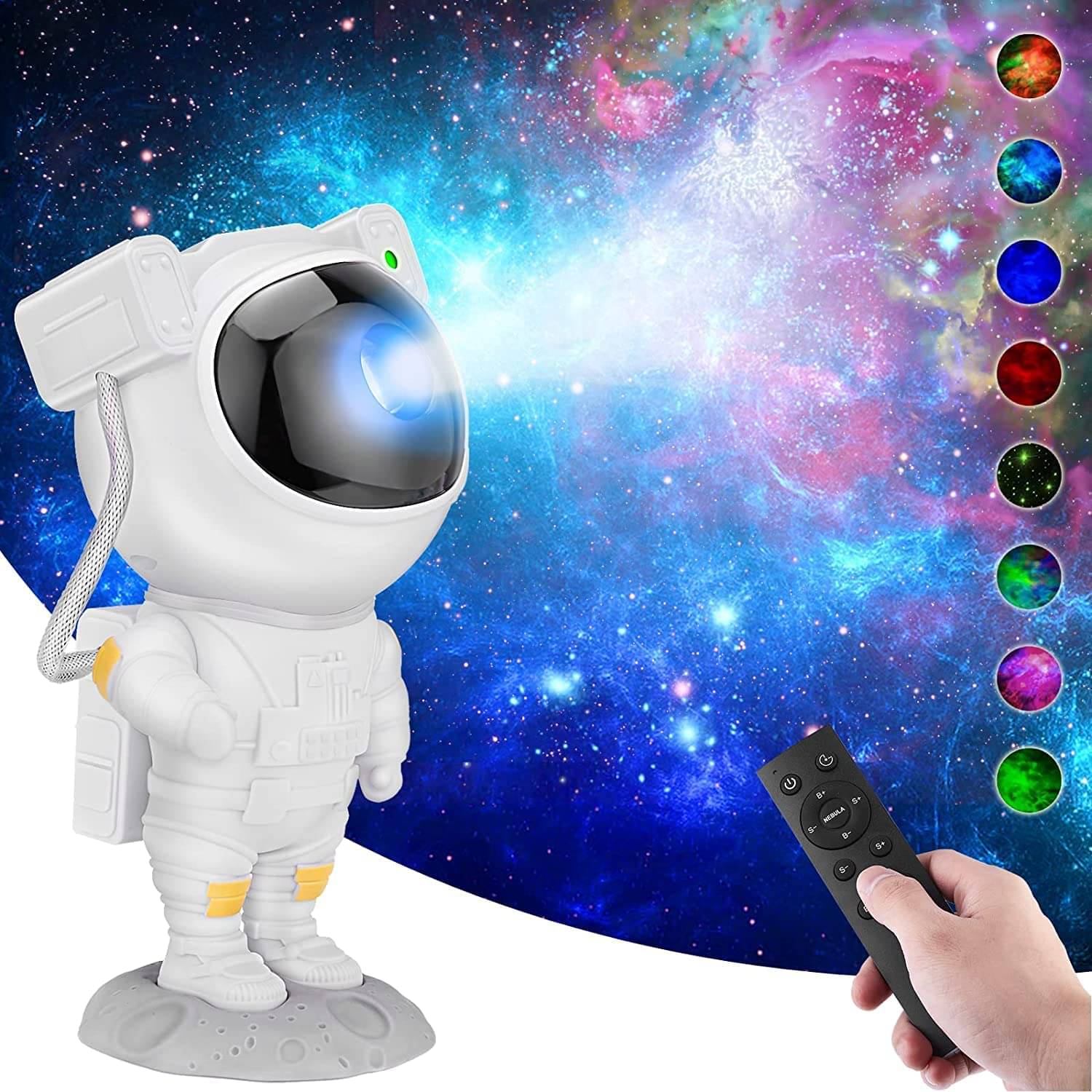    			Miradh Astronaut Galaxy Projector with Remote Control - 360Â° Adjustable Timer Kids Astronaut Nebula Night Light