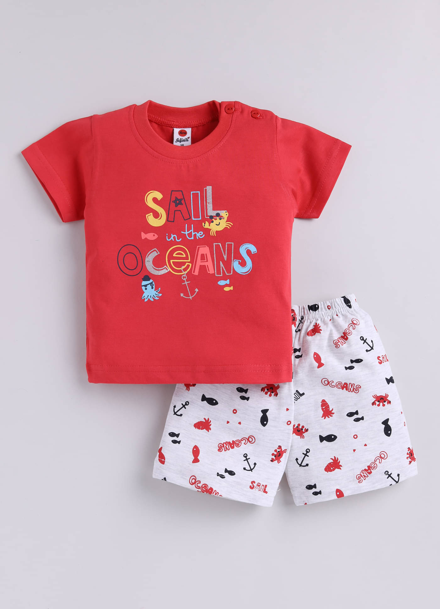     			Mars Infiniti Pack of 1 Unisex for Baby Cotton T-Shirt & Shorts ( Red )
