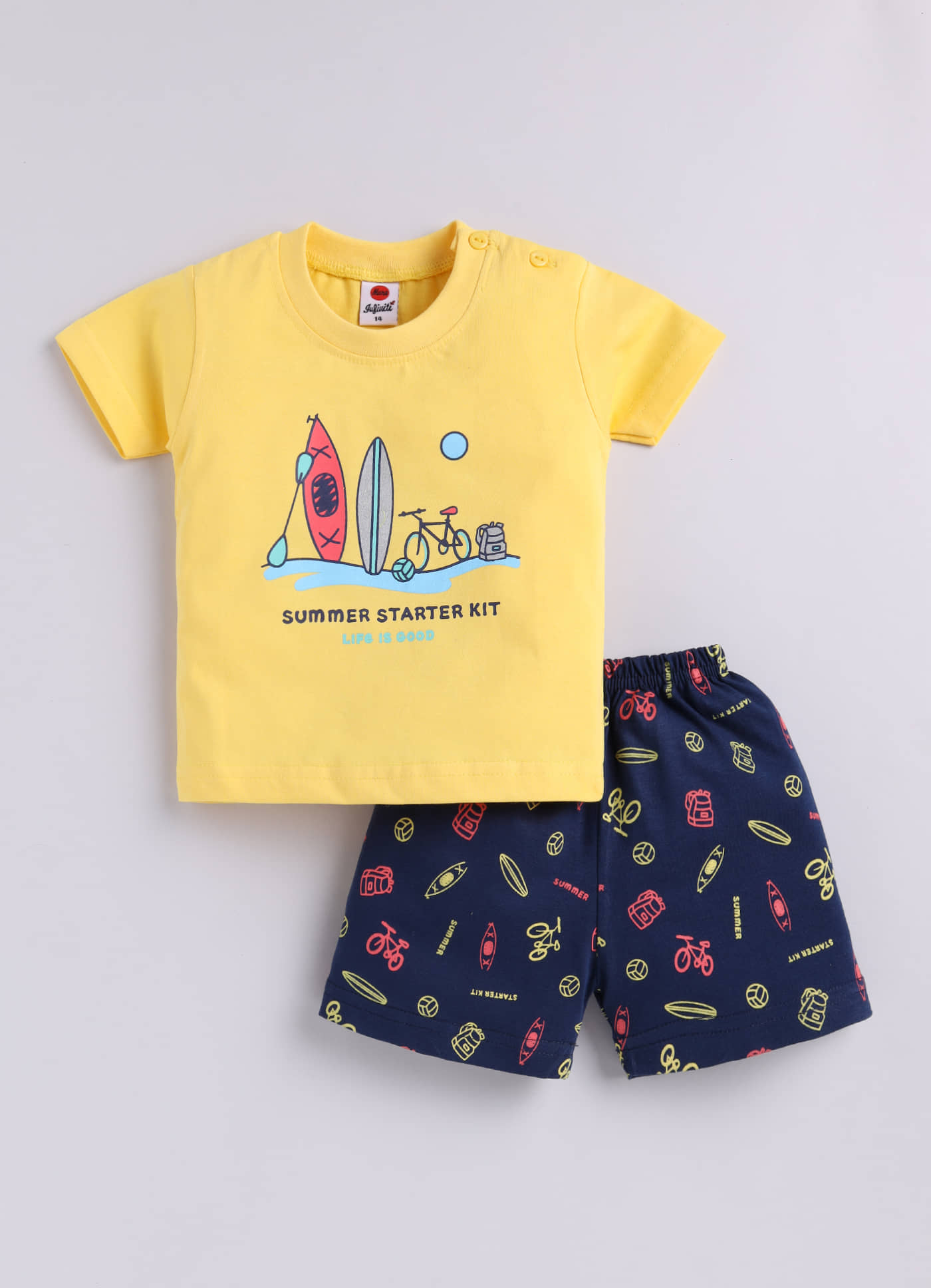 Mars Infiniti Pack of 1 Unisex for Baby Cotton T-Shirt & Shorts ( Yellow )