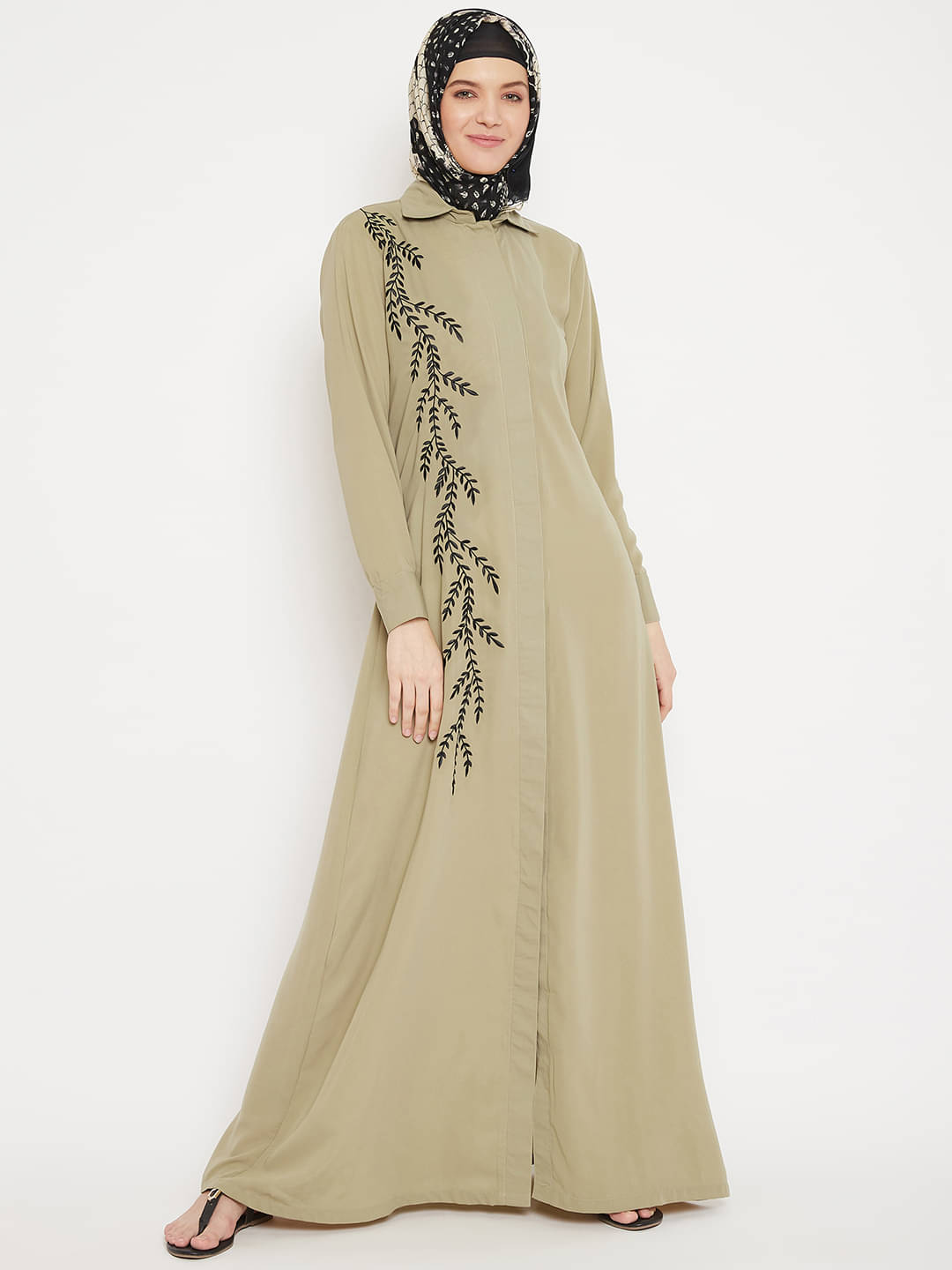     			Momin Libas Beige Polyester Stitched Burqas without Hijab - Single