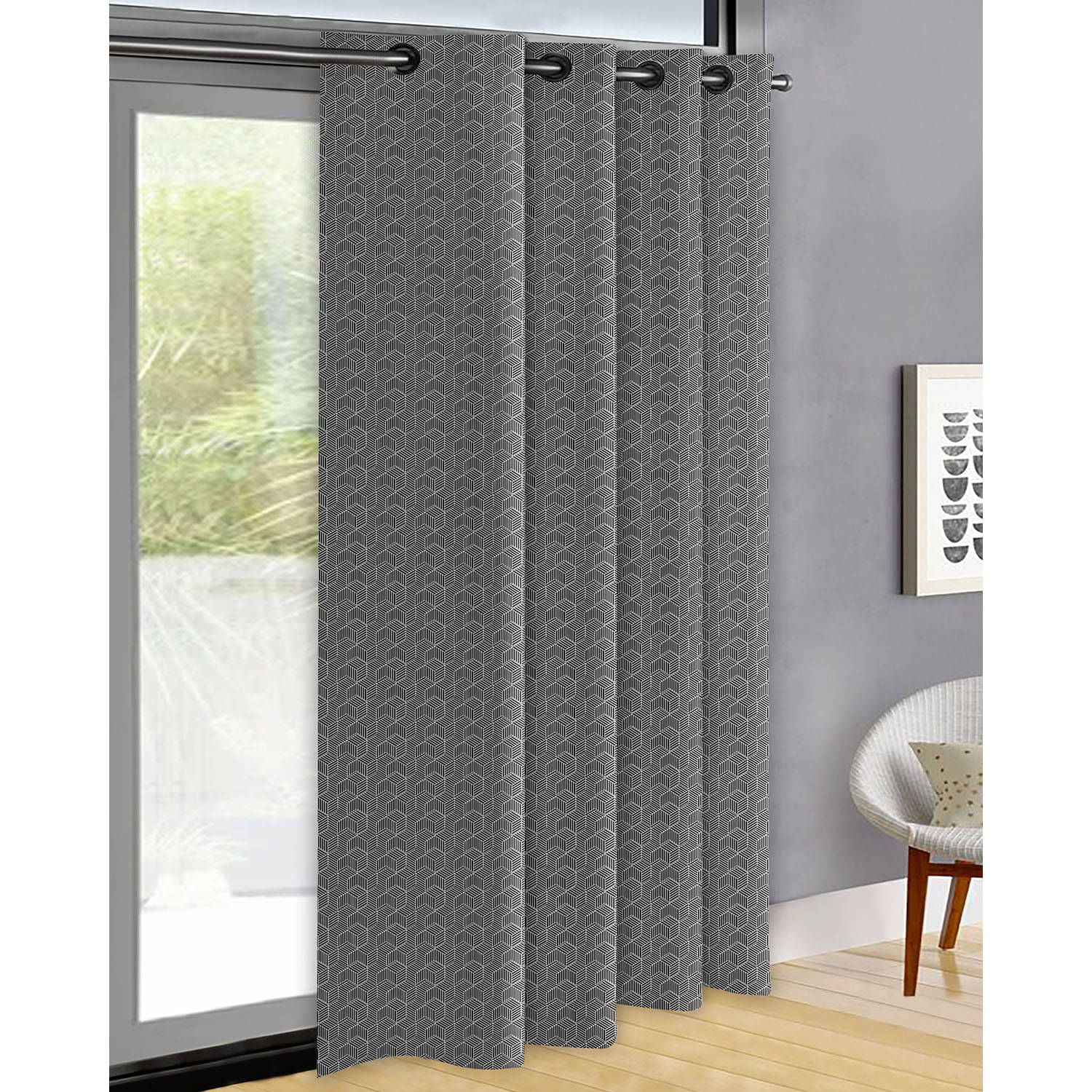 Oasis Hometex Abstract Room Darkening Eyelet Curtain 7 ft ( Pack of 1 ) - Black Oasis Hometex Abstract Room Darkening Eyelet Curtain 7 ft ( Pack of 1 ) - Black
