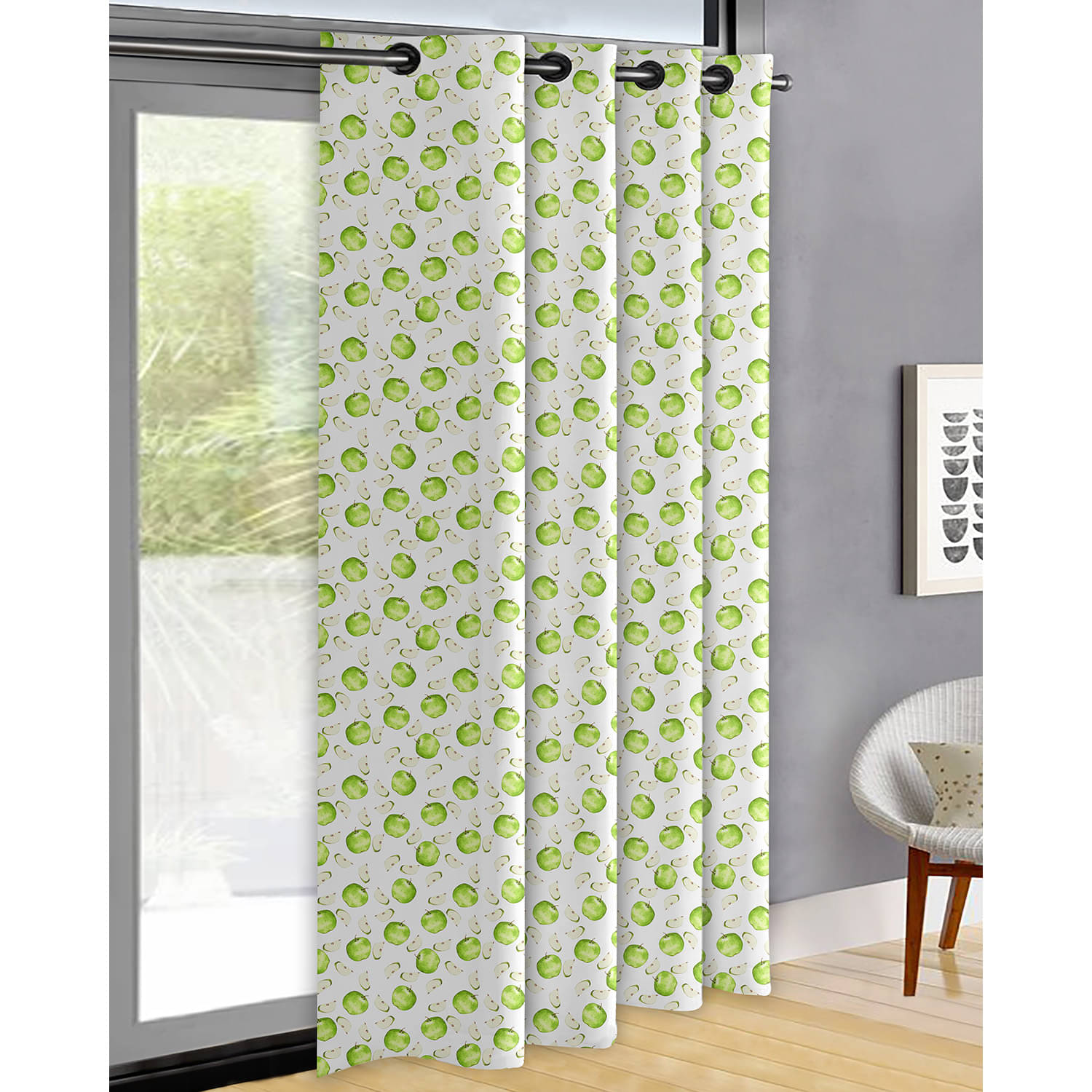     			Oasis Hometex Abstract Room Darkening Eyelet Curtain 7 ft ( Pack of 1 ) - Green