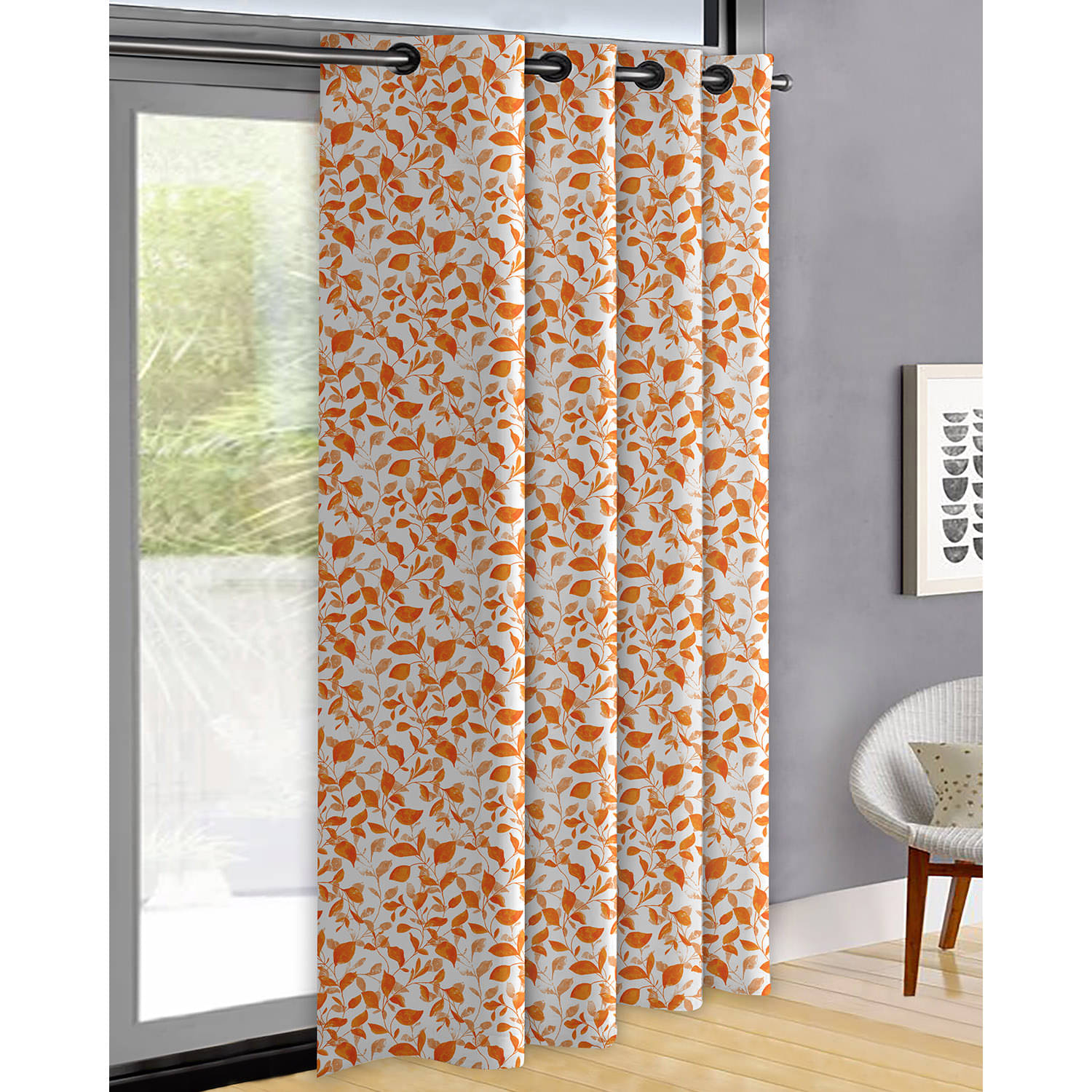     			Oasis Hometex Floral Room Darkening Eyelet Curtain 7 ft ( Pack of 1 ) - Multi Color
