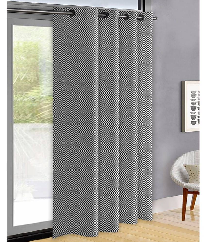 Oasis Hometex Geometric Room Darkening Eyelet Curtain 7 ft ( Pack of 1 ) - Black Oasis Hometex Geometric Room Darkening Eyelet Curtain 7 ft ( Pack of 1 ) - Black