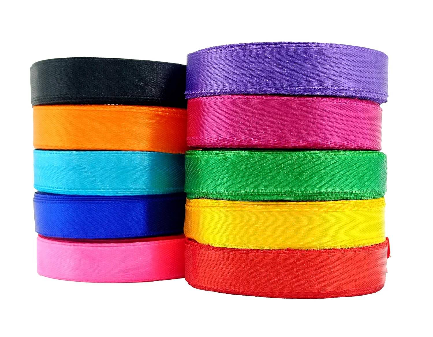 PRANSUNITA Polyster Satin Ribbon Roll, 0.5 inch Wide,100 Yard Length,Pack of 10 ( Pack of 10 ) PRANSUNITA Polyster Satin Ribbon Roll, 0.5 inch Wide,100 Yard Length,Pack of 10 ( Pack of 10 )