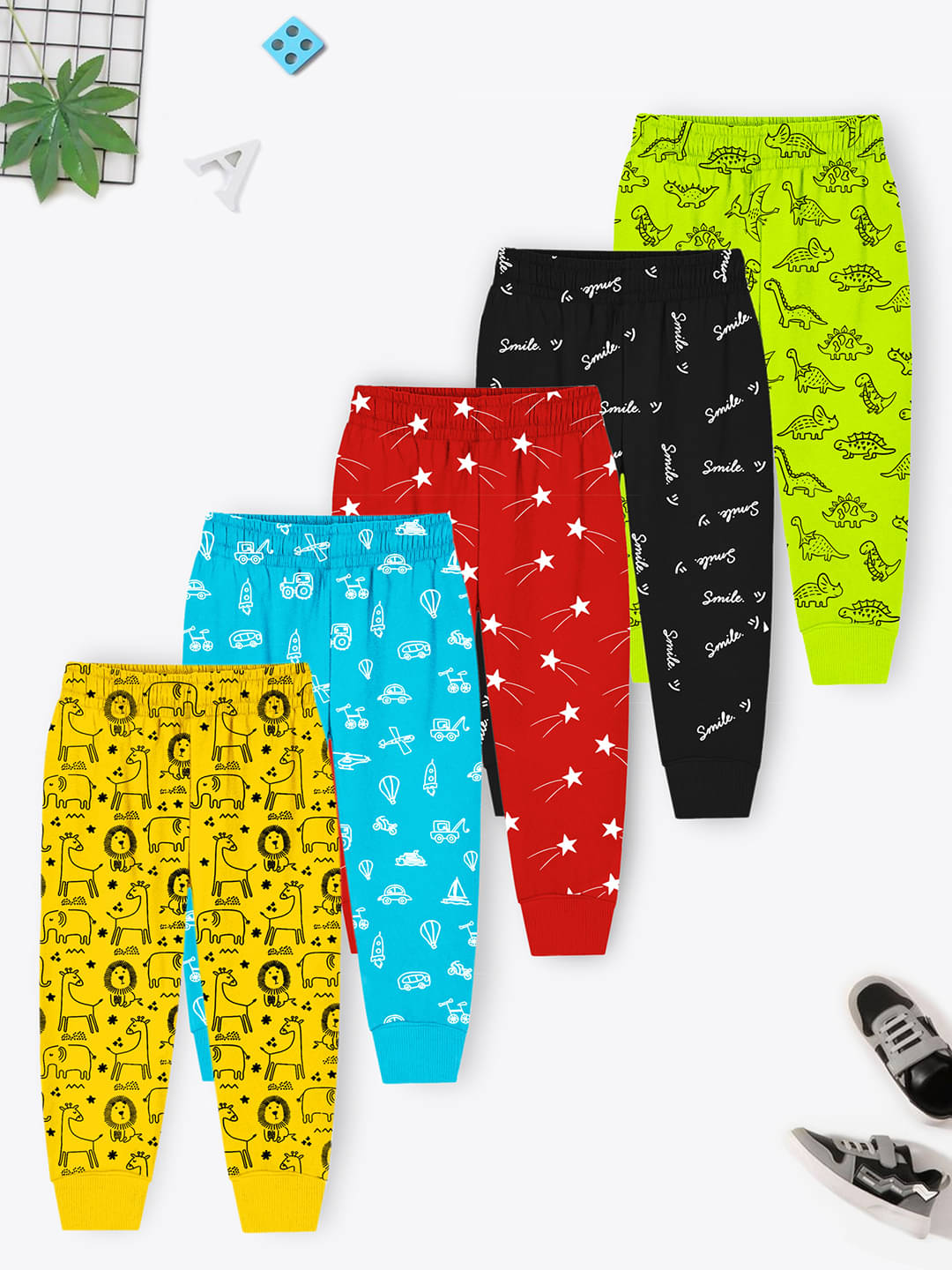     			Trampoline Pack of 5 Baby Boys Cotton Blend Trackpant ( Multicolor3 )