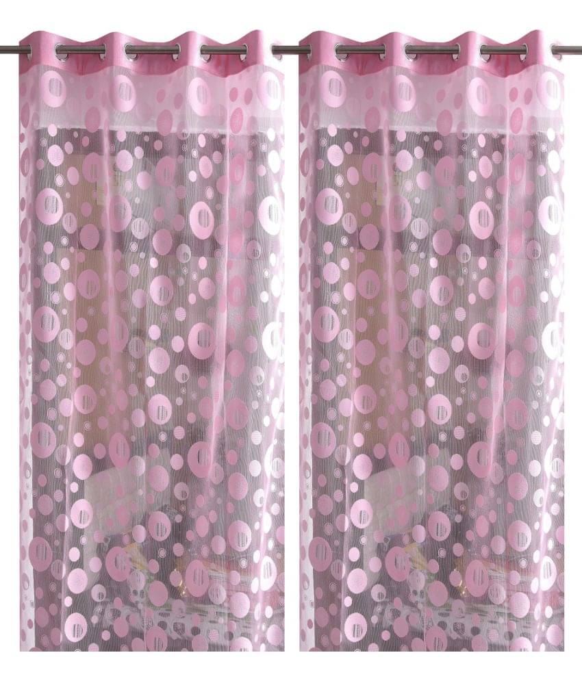 WACO CREATION Abstract Transparent Eyelet Curtain 5 ft ( Pack of 2 ) - Pink WACO CREATION Abstract Transparent Eyelet Curtain 5 ft ( Pack of 2 ) - Pink