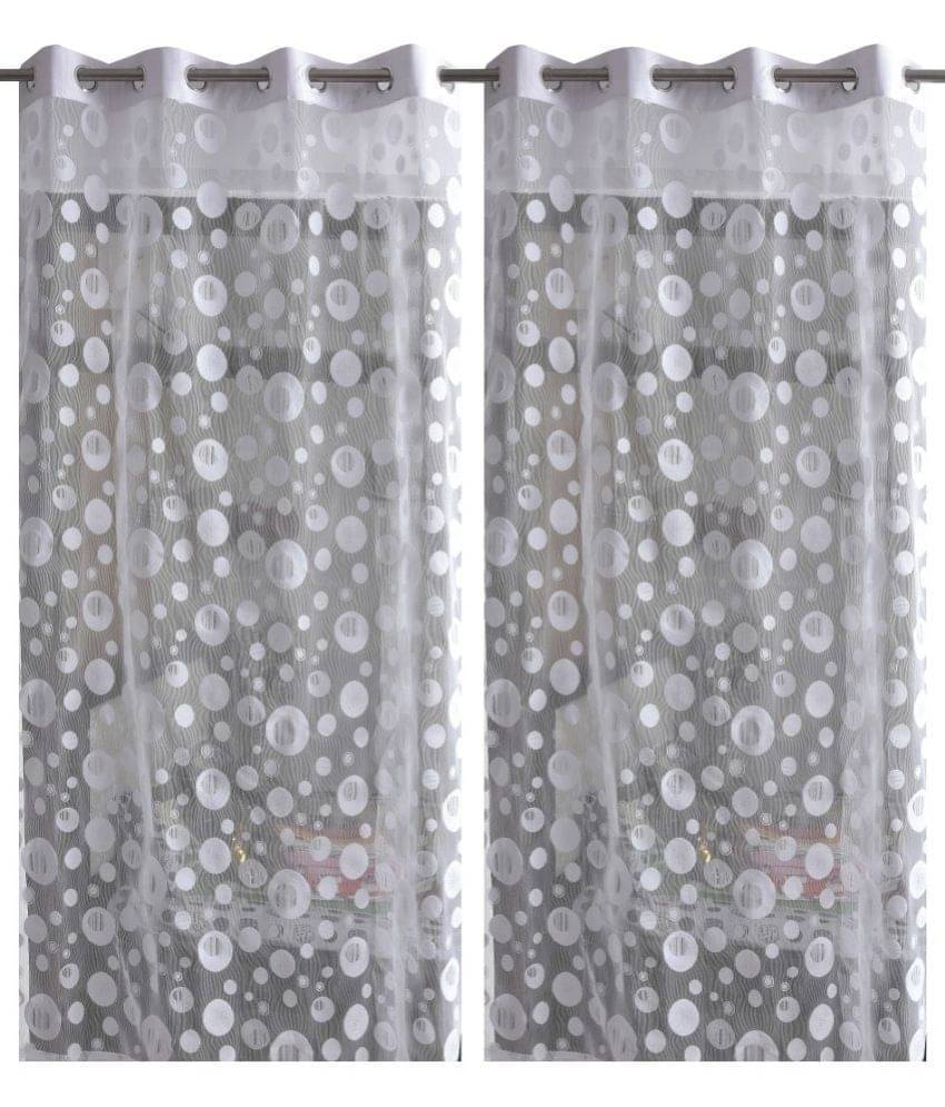     			WACO CREATION Abstract Transparent Eyelet Curtain 5 ft ( Pack of 2 ) - White