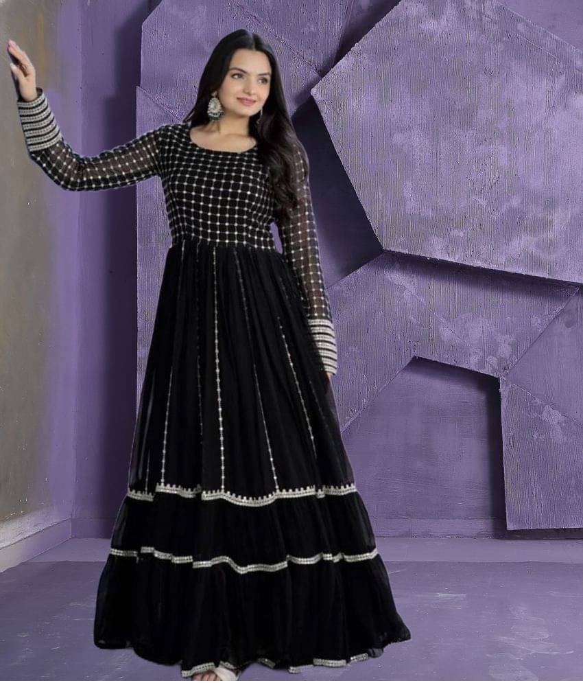 kedar fab Women Georgette Embellished Gown ( Black ) kedar fab Women Georgette Embellished Gown ( Black )