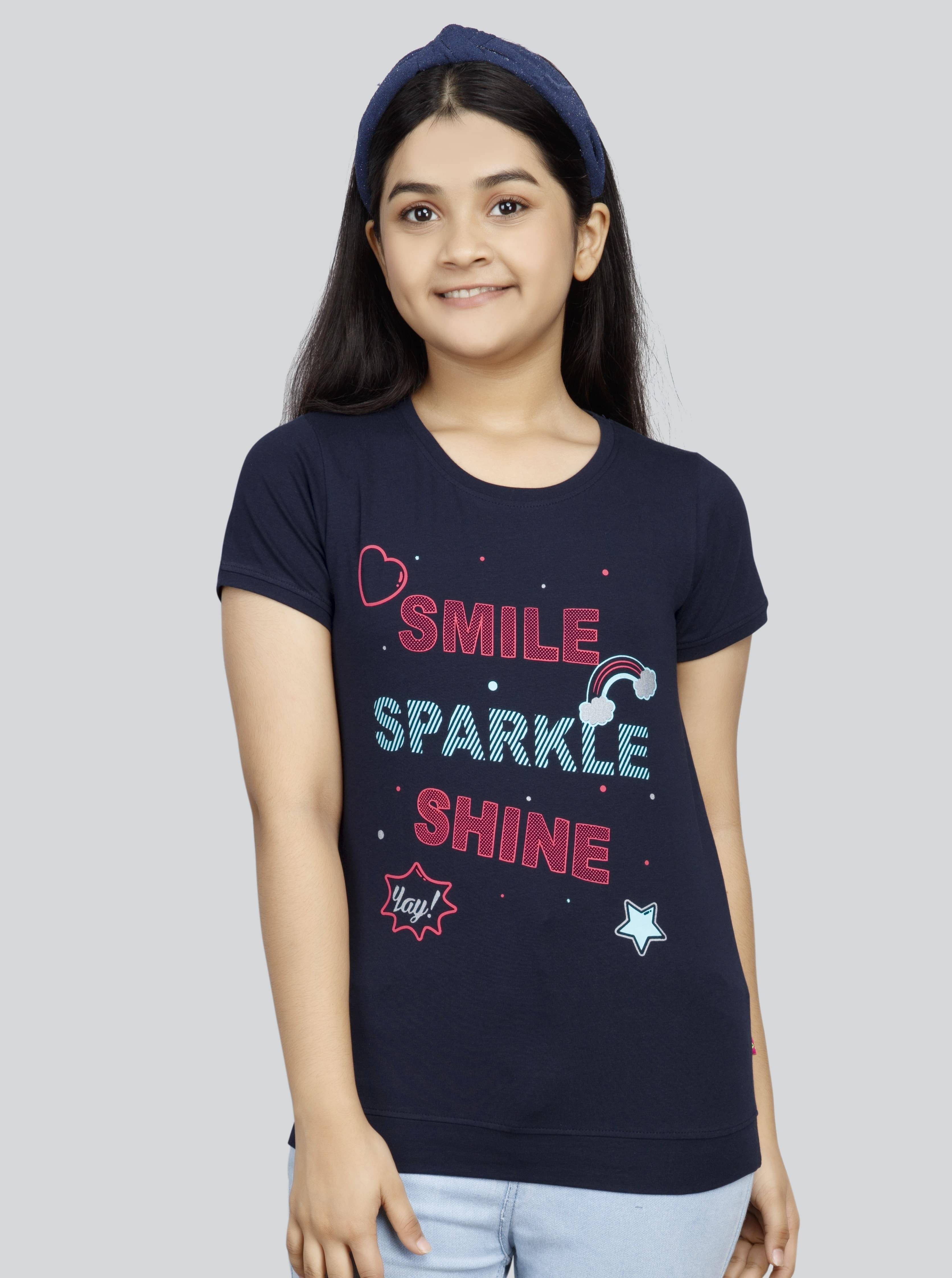     			3PIN Pack of 1 Girls Cotton Blend T-Shirt ( Navy )