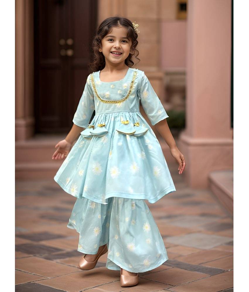 A.T.U.N. Girls Polyester Kurta and Sharara Set ( Pack of 1 , Blue ) A.T.U.N. Girls Polyester Kurta and Sharara Set ( Pack of 1 , Blue )