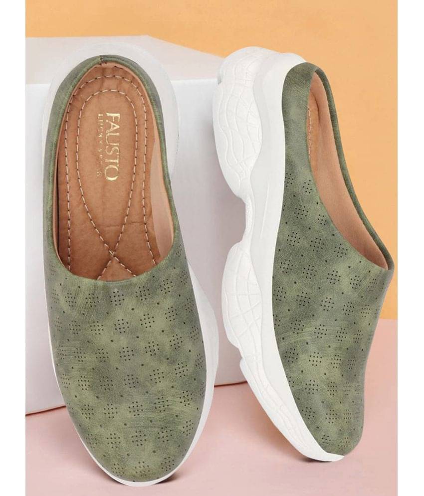     			Fausto Olive Women's Mules Shoes
