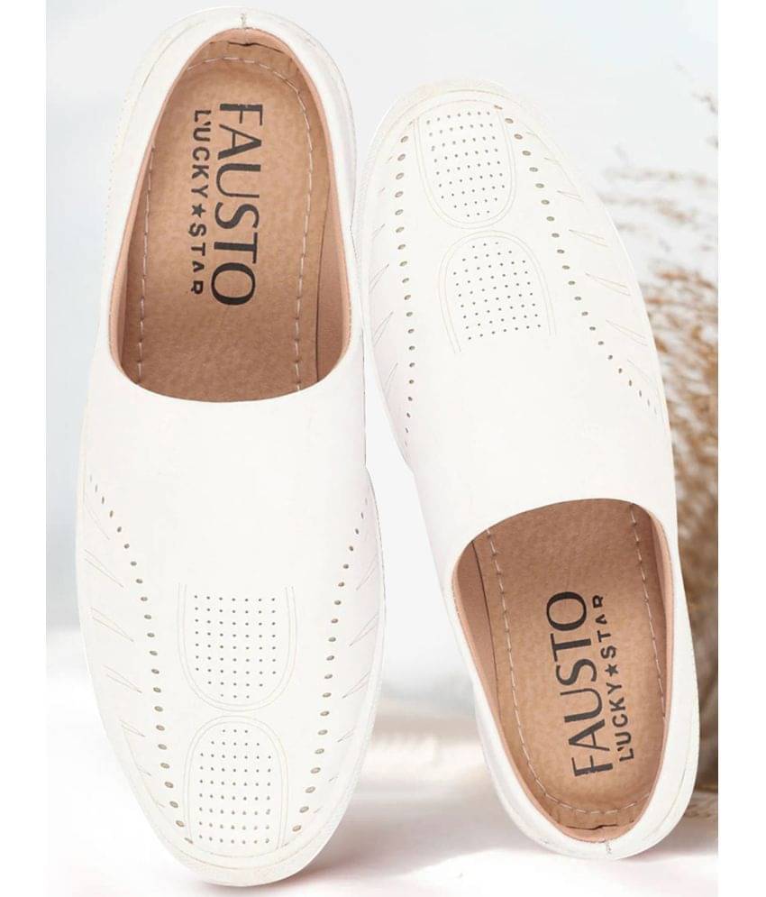 Fausto White Men's Mules Shoes Fausto White Men's Mules Shoes