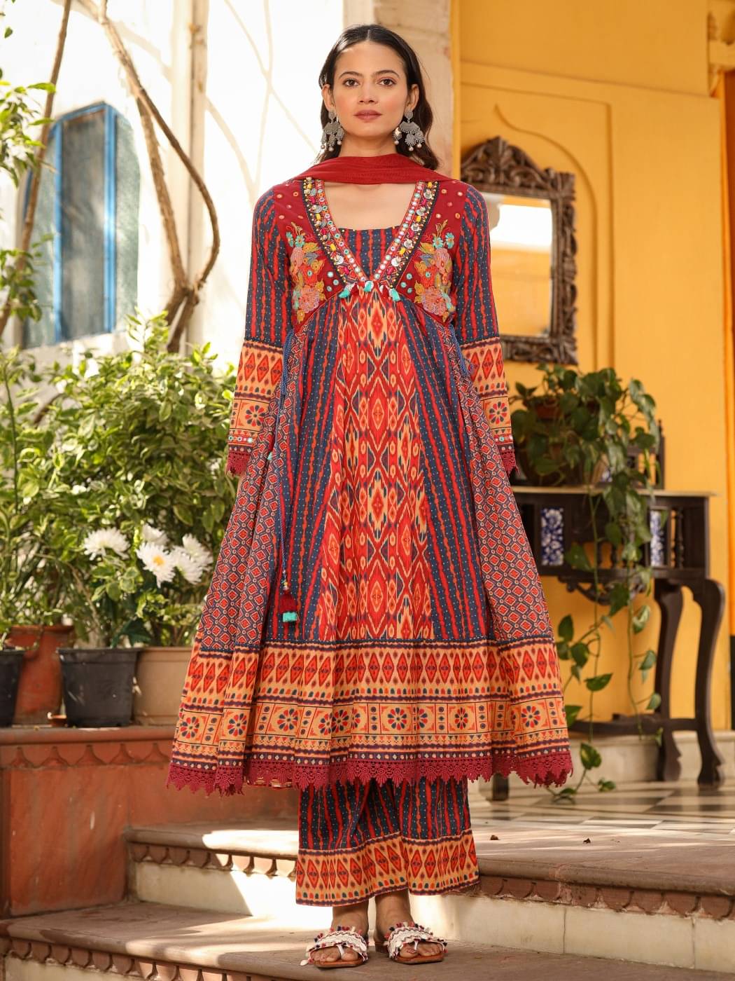 Juniper Cotton Printed Kurti With Palazzo Women's Stitched Salwar Suit - Rust ( Pack of 1 ) Juniper Cotton Printed Kurti With Palazzo Women's Stitched Salwar Suit - Rust ( Pack of 1 )