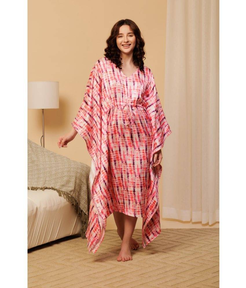    			Urban Sundari Satin Printed Midi Women's Kaftan - Multicolor ( Pack of 1 )