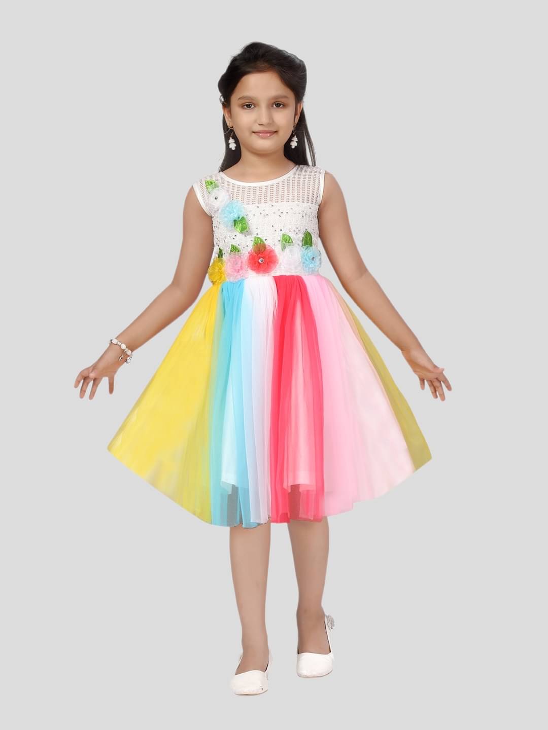 Aarika Net Frock For Girls ( Pack of 1 , Multi ) Aarika Net Frock For Girls ( Pack of 1 , Multi )