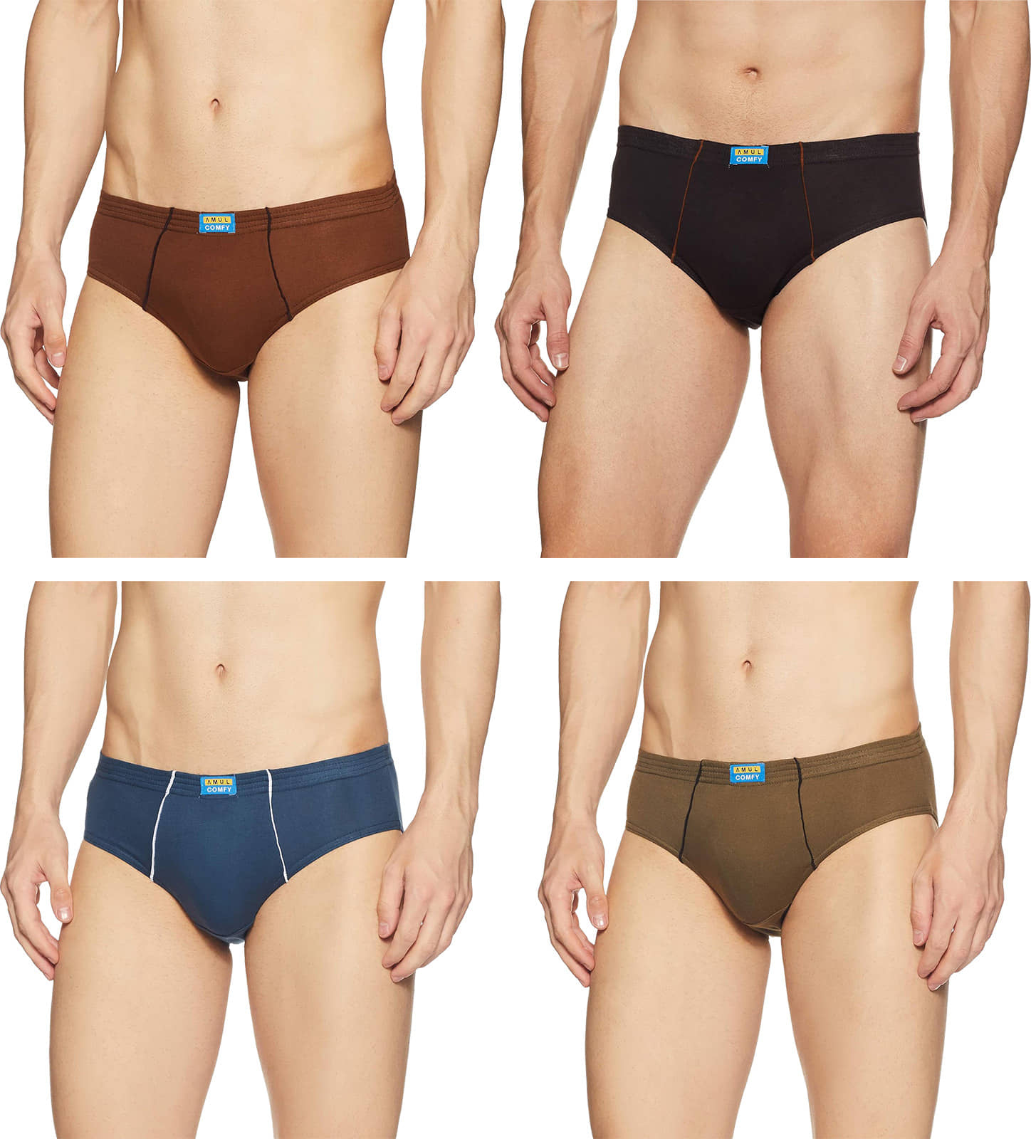 Amul comfy Multicolor Cotton Men's Briefs ( Pack of 4 )