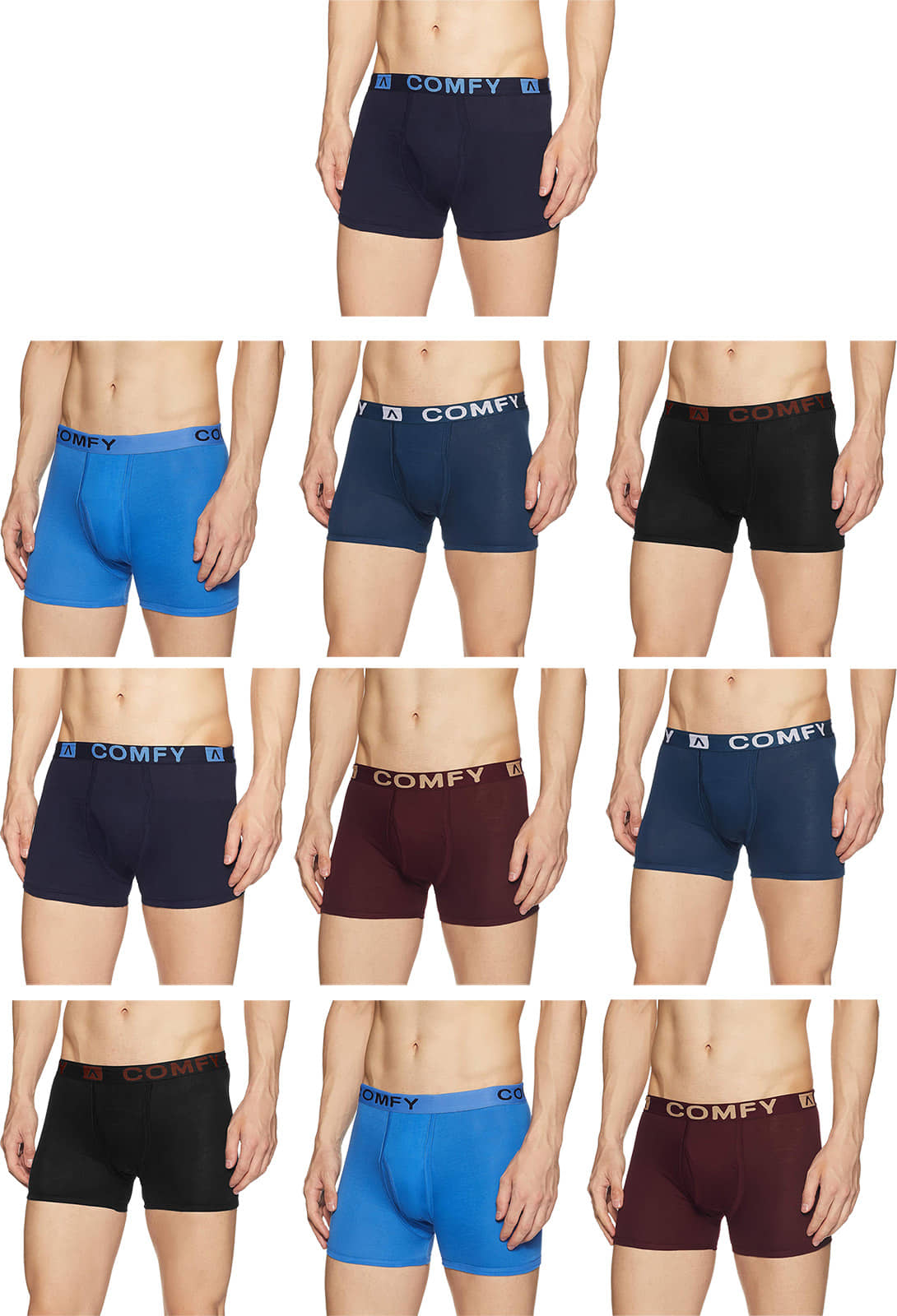 Amul comfy Multicolor Cotton Men's Trunks ( Pack of 10 )