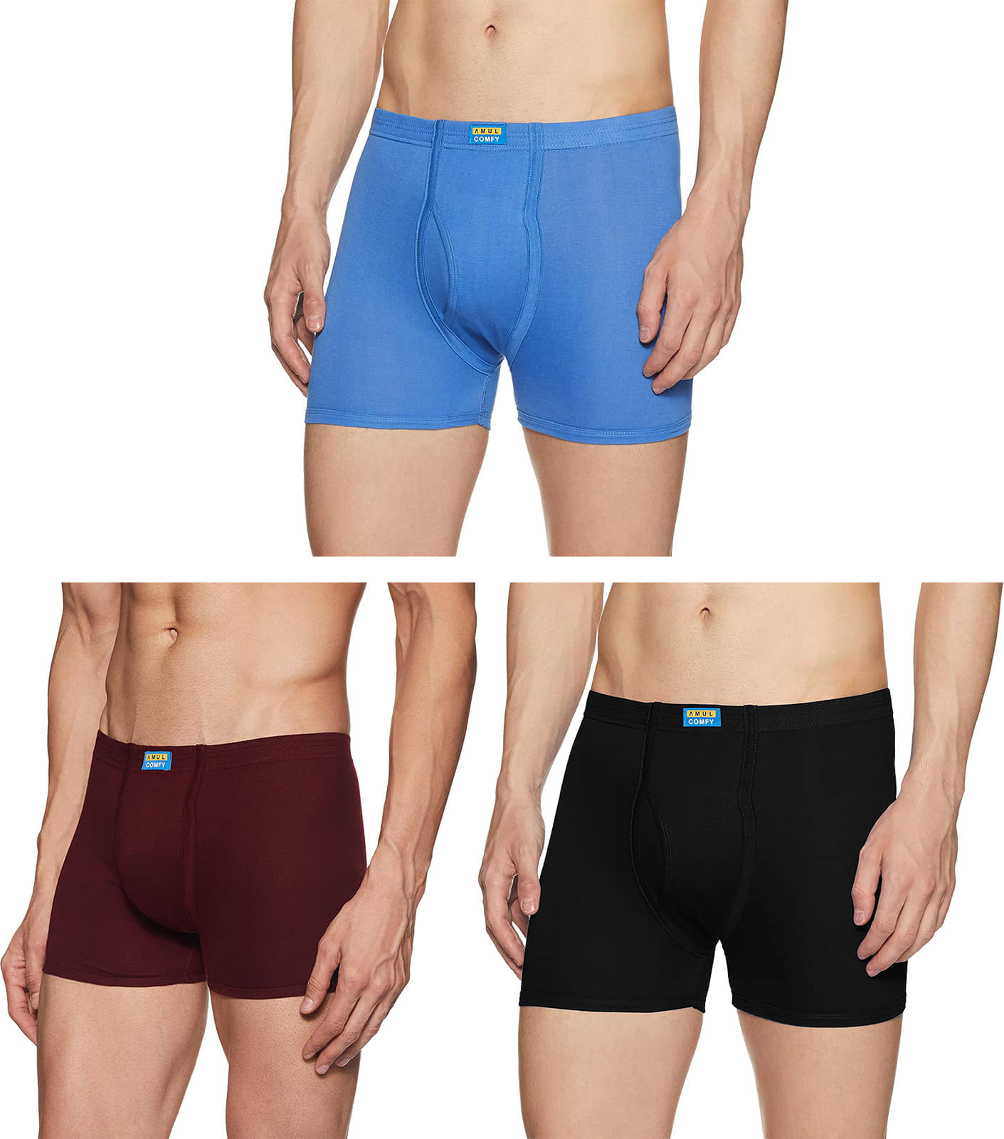 Amul comfy Multicolor Cotton Men's Trunks ( Pack of 3 )
