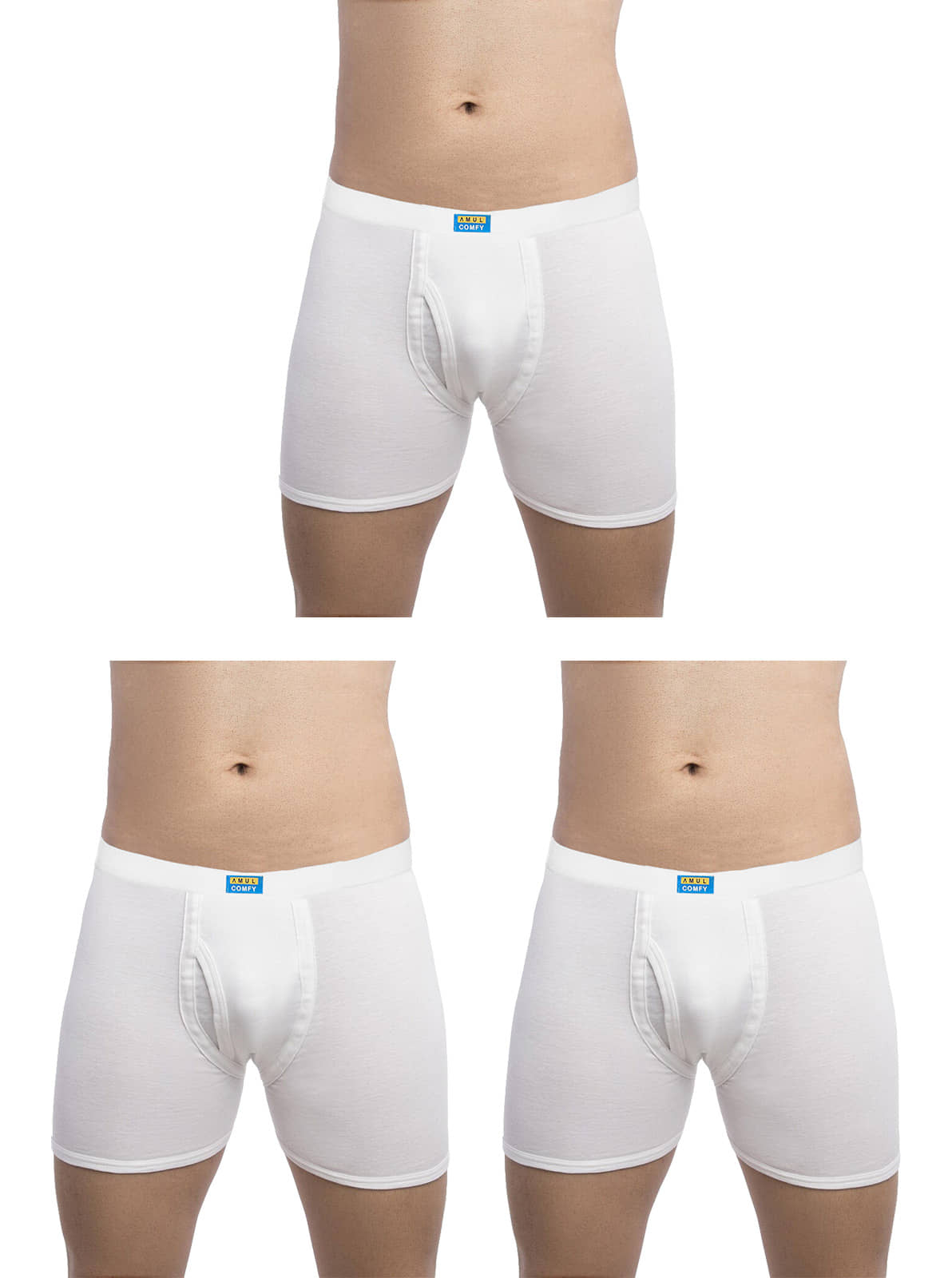 Amul comfy White Cotton Men's Trunks ( Pack of 3 )