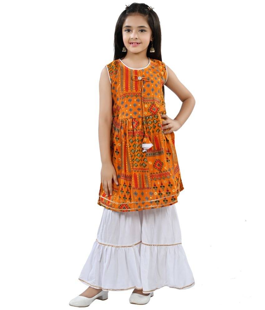     			Arshia Fashions Girls Rayon Kurta and Sharara Set ( Pack of 1 , Yellow )