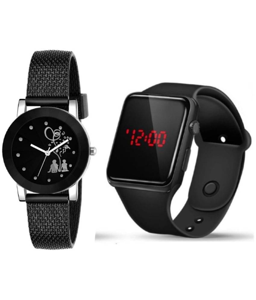     			DECLASSE Black Leather Analog Womens Watch