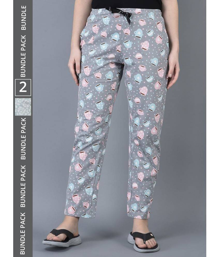     			Dollar Missy Grey Cotton Blend Women's Nightwear Pyjama ( Pack of 2 )