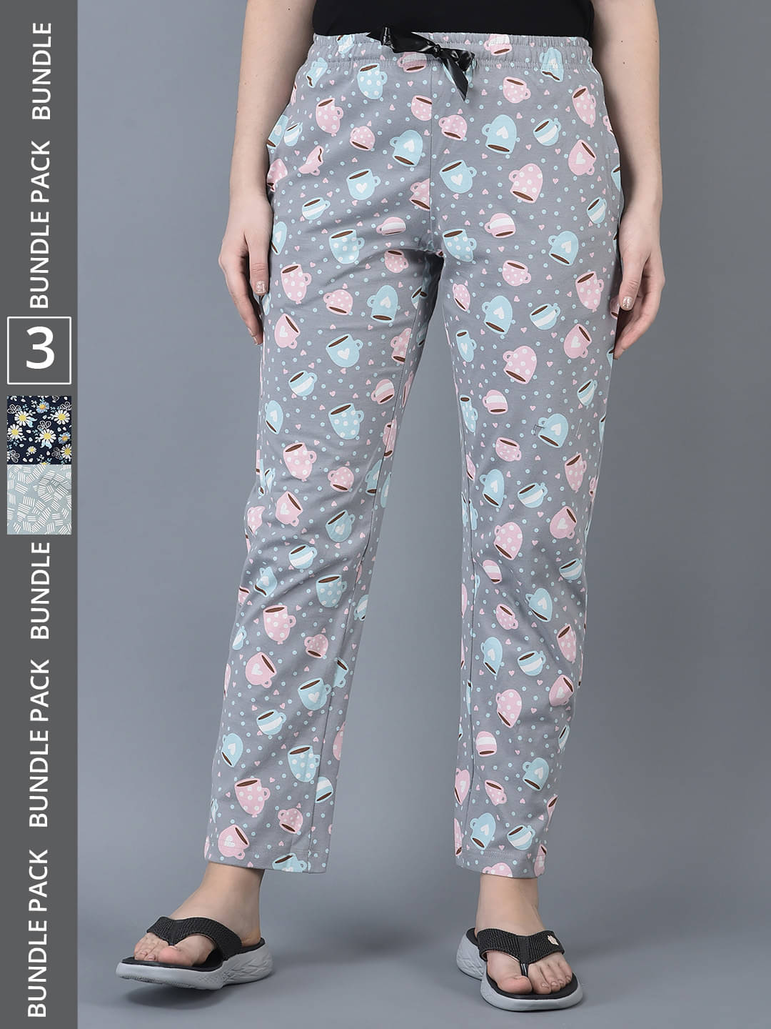     			Dollar Missy Multi Color Cotton Blend Women's Nightwear Pyjama ( Pack of 3 )