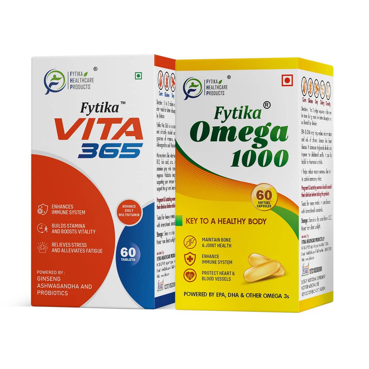Fytika Vita 365- 60 Tabs + Omega 1000- 60 Caps, Combo Pack - (Pack of 2)