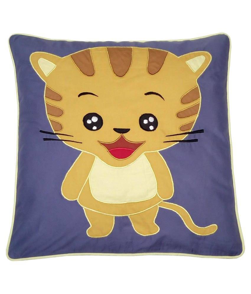    			HUGS N RUGS Set of 1 Cotton Animal Square Cushion Cover (40X40)cm - Blue