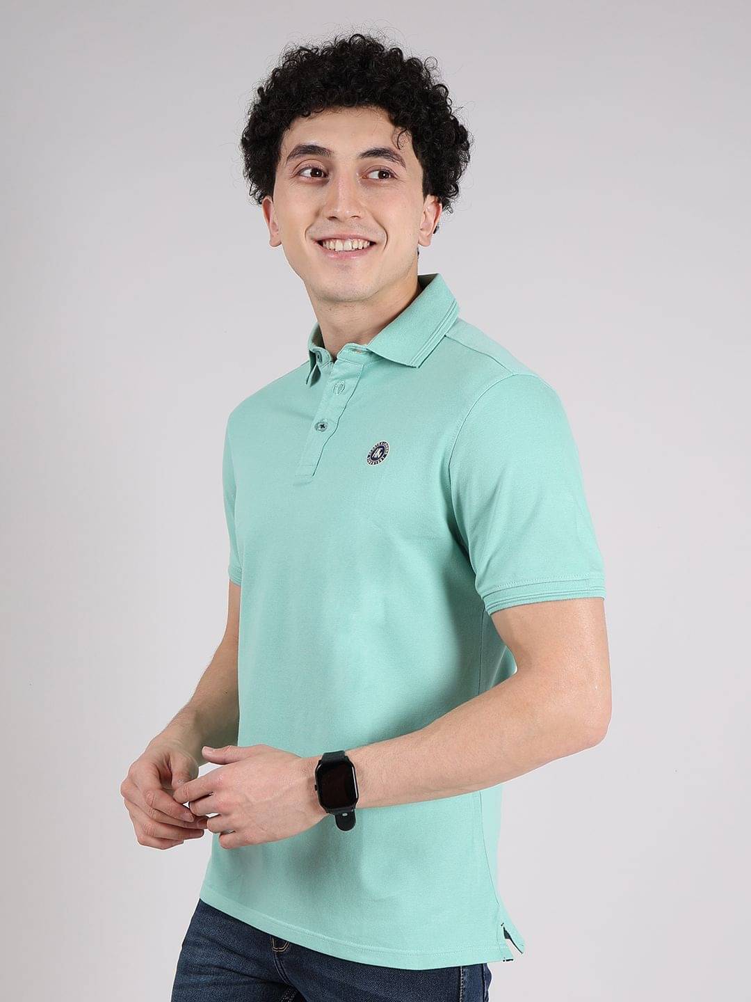 Hoffmen Pack of 1 Cotton Blend Regular Fit Solid Half Sleeves Men's Polo T Shirt ( Light Green ) Hoffmen Pack of 1 Cotton Blend Regular Fit Solid Half Sleeves Men's Polo T Shirt ( Light Green )