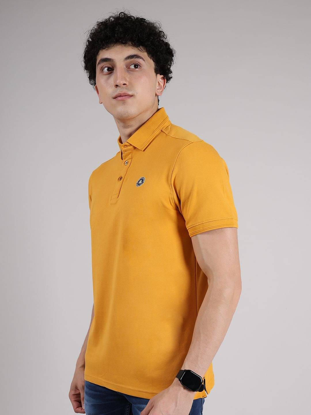     			Hoffmen Pack of 1 Cotton Blend Regular Fit Solid Half Sleeves Men's Polo T Shirt ( Yellow )