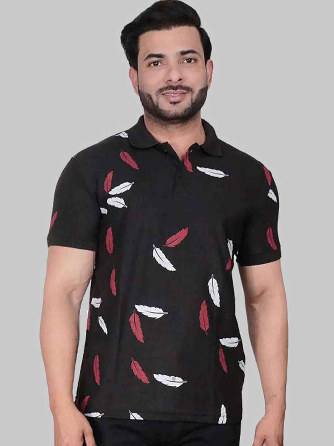 Lycos Pack of 1 Cotton Blend Regular Fit Printed Half Sleeves Men's Polo T Shirt ( Black ) Lycos Pack of 1 Cotton Blend Regular Fit Printed Half Sleeves Men's Polo T Shirt ( Black )