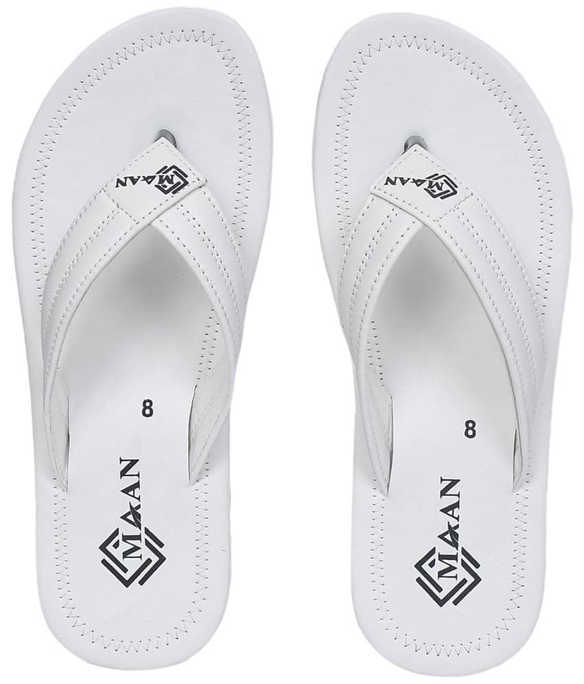     			MAAN White Men's Thong Flip Flop