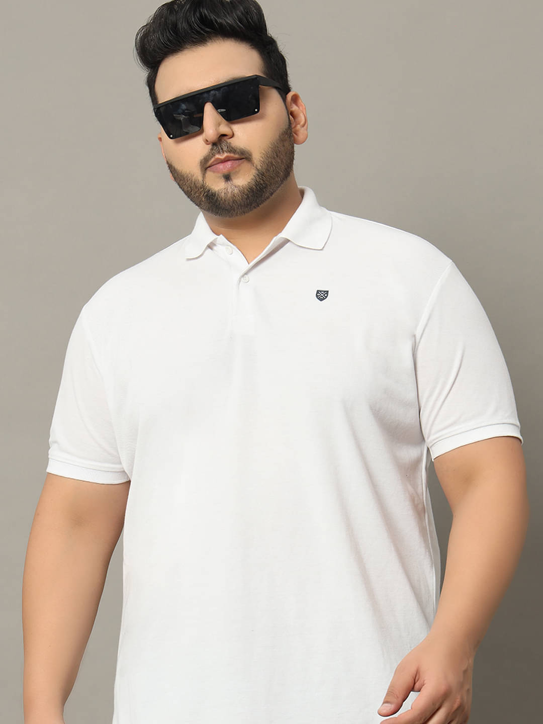     			OGEN Pack of 1 Cotton Blend Regular Fit Solid Half Sleeves Men's Polo T Shirt ( White )