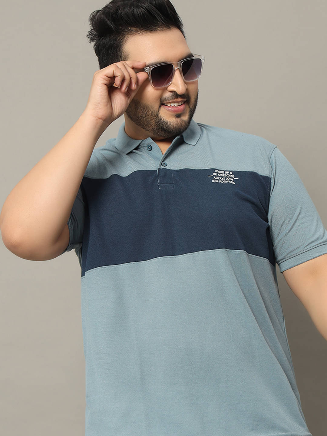 OGEN Pack of 1 Cotton Blend Regular Fit Colorblock Half Sleeves Men's Polo T Shirt ( Blue ) OGEN Pack of 1 Cotton Blend Regular Fit Colorblock Half Sleeves Men's Polo T Shirt ( Blue )