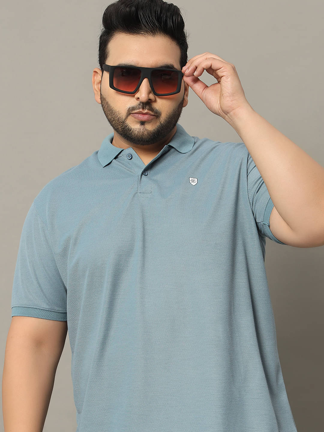     			OGEN Pack of 1 Cotton Blend Regular Fit Solid Half Sleeves Men's Polo T Shirt ( Blue )