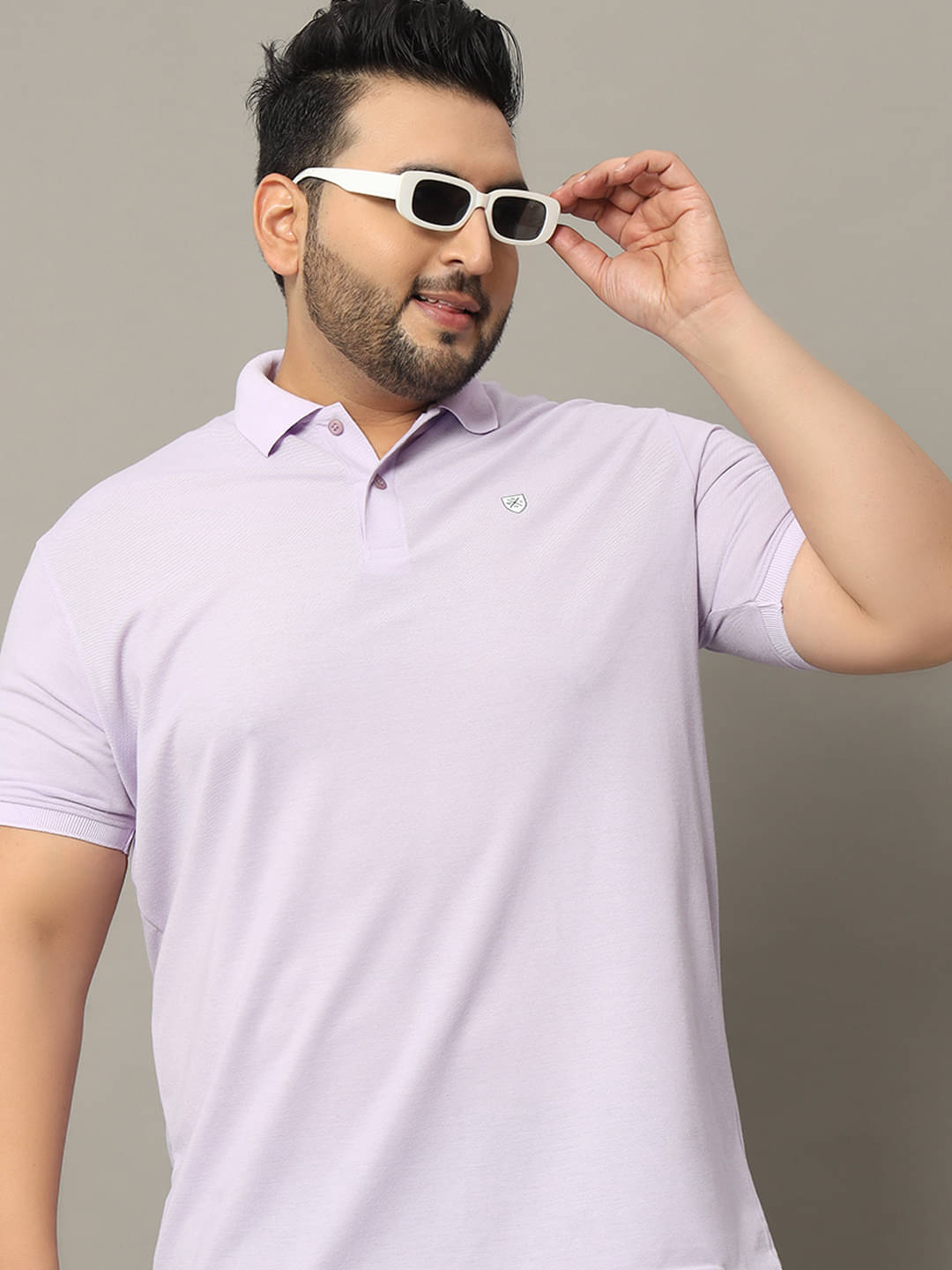     			OGEN Pack of 1 Cotton Blend Regular Fit Solid Half Sleeves Men's Polo T Shirt ( Lavender )