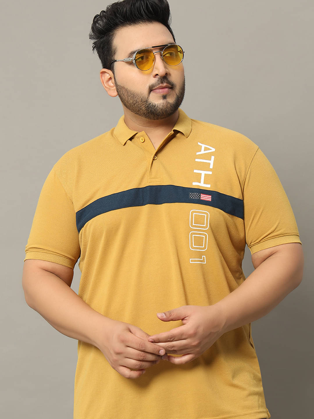 OGEN Pack of 1 Cotton Blend Regular Fit Colorblock Half Sleeves Men's Polo T Shirt ( Mustard ) OGEN Pack of 1 Cotton Blend Regular Fit Colorblock Half Sleeves Men's Polo T Shirt ( Mustard )