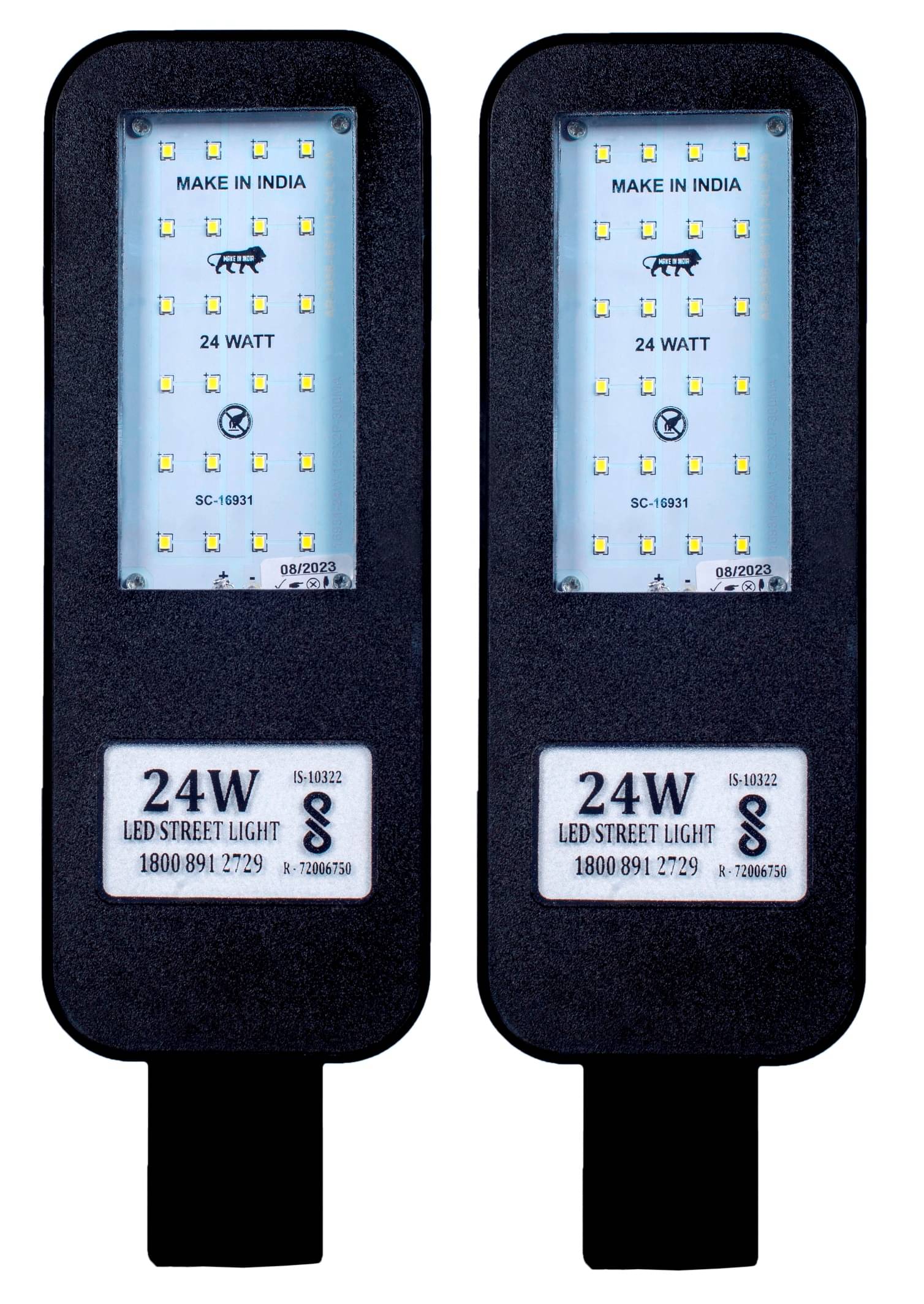     			PE 24W BIS Approved PolyCarbonate SL1 Glass Street Lights Cool Day Light - Pack of 2