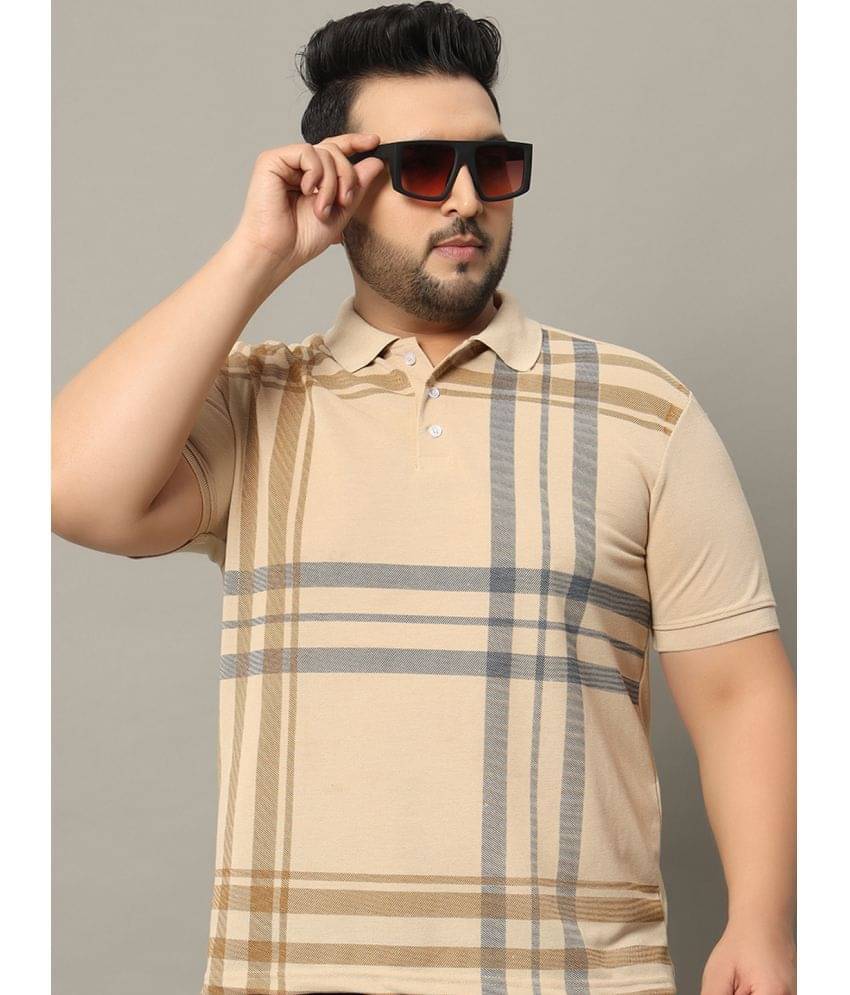 RELANE Pack of 1 Cotton Blend Regular Fit Checks Half Sleeves Men's Polo T Shirt ( Beige ) RELANE Pack of 1 Cotton Blend Regular Fit Checks Half Sleeves Men's Polo T Shirt ( Beige )