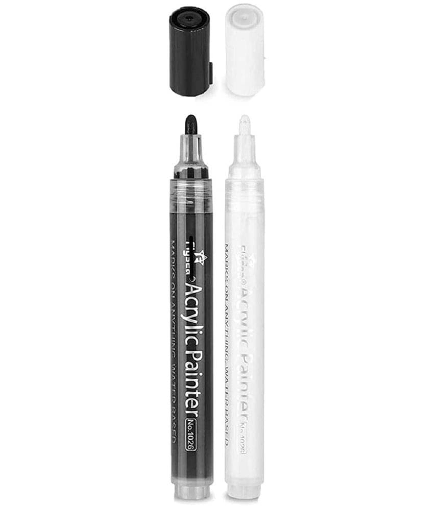     			Rangwell Assorted/Multicolour Black And White Acrylic Paint Marker Pens,