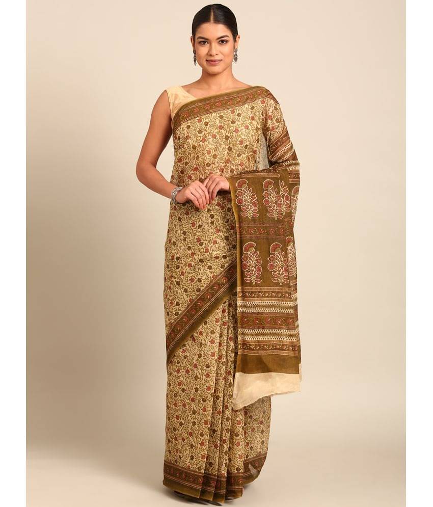 SHANVIKA Cotton Printed Saree Without Blouse Piece ( Beige ) SHANVIKA Cotton Printed Saree Without Blouse Piece ( Beige )