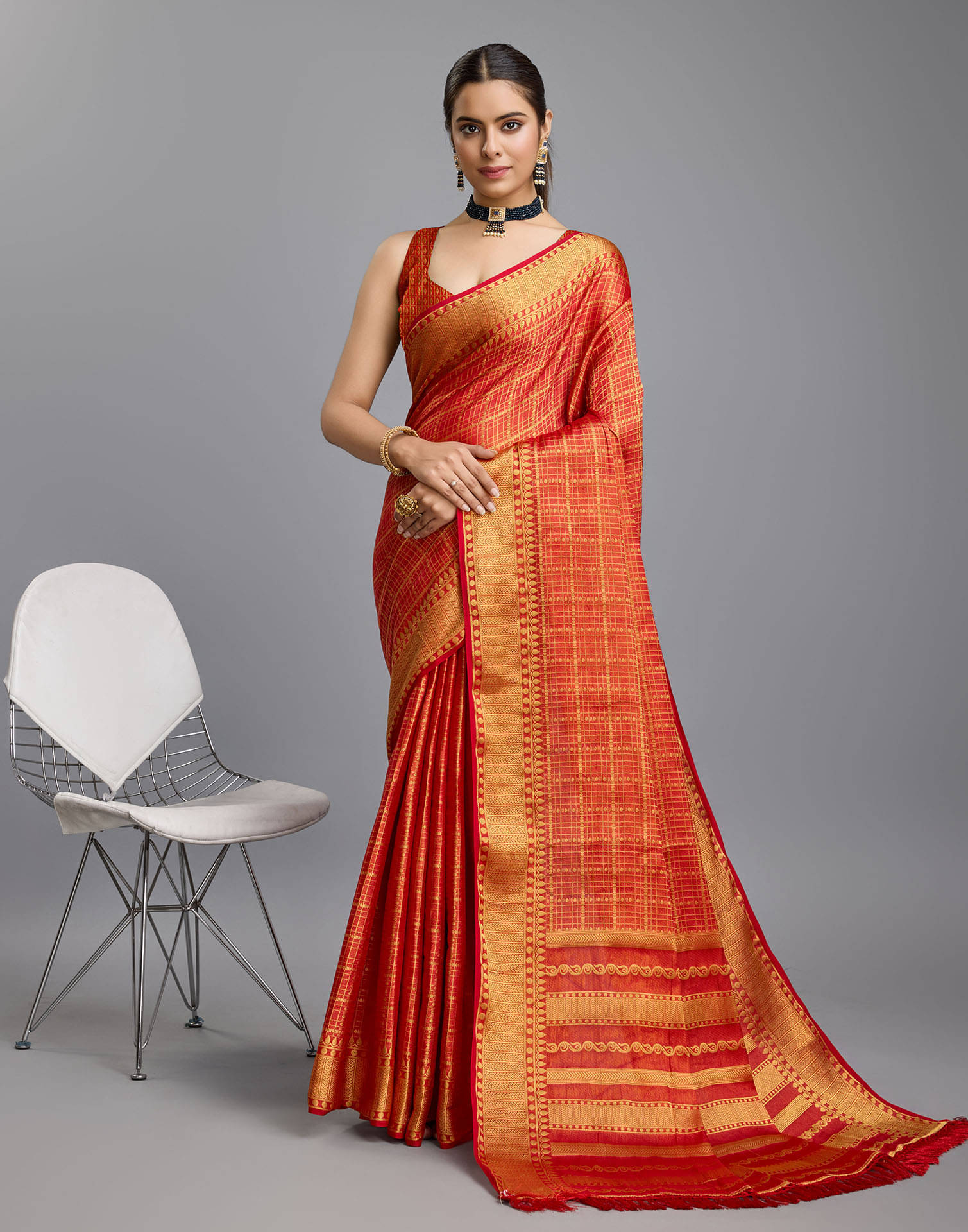 Satrani Banarasi Silk Woven Saree With Unstitched Blouse Piece ( Red ) Satrani Banarasi Silk Woven Saree With Unstitched Blouse Piece ( Red )
