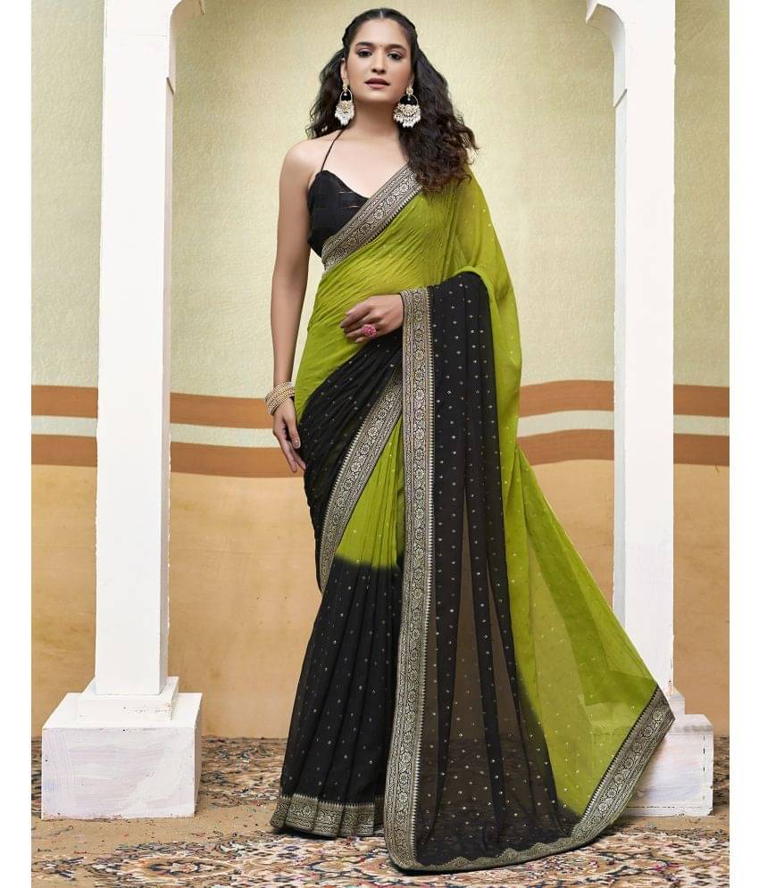 Satrani Georgette Printed Saree With Unstitched Blouse Piece ( Olive ) Satrani Georgette Printed Saree With Unstitched Blouse Piece ( Olive )