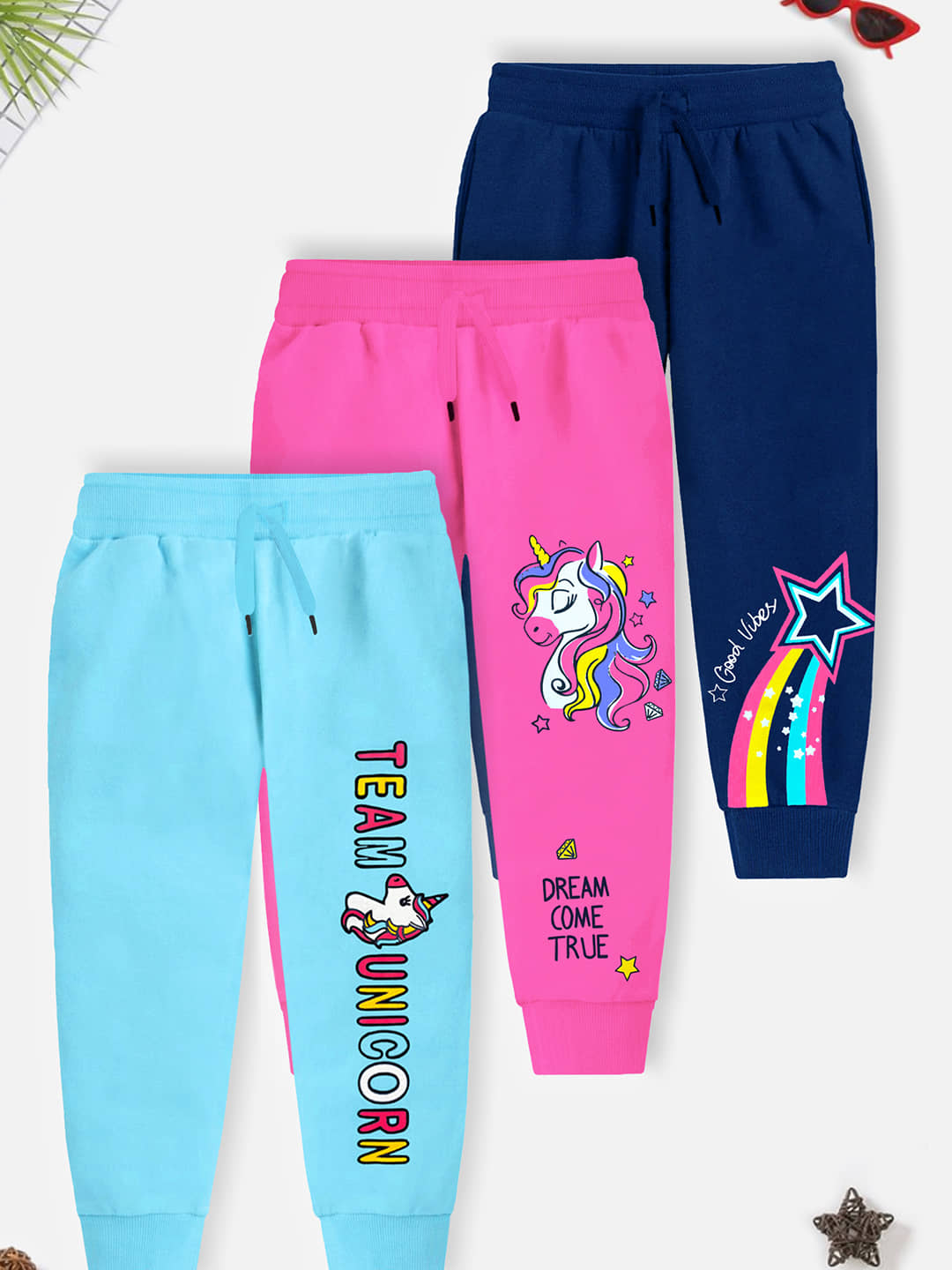 Trampoline Pack of 3 Girls Cotton Blend Trackpants ( Colors ) - Track Pants | Buy online on ZillyBuy