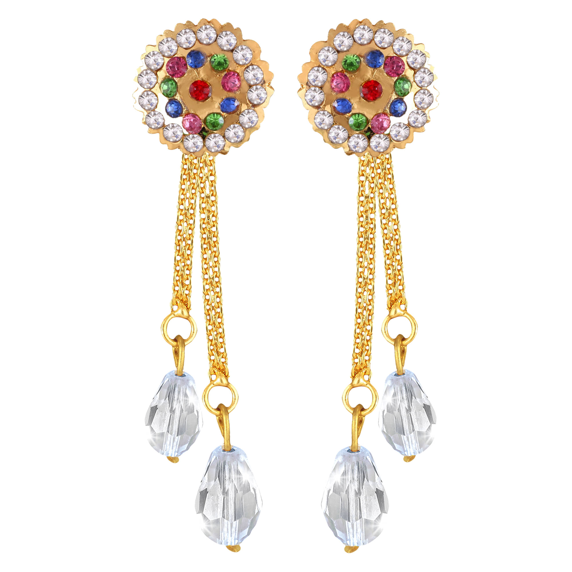     			Vighnaharta Golden Drop Earrings ( Pack of 1 )