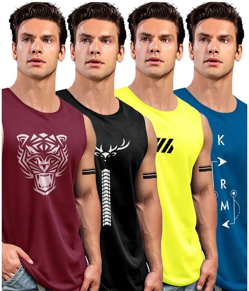 AUSK Pack of 4 Polyester Gym Vest For Men ( Teal ) AUSK Pack of 4 Polyester Gym Vest For Men ( Teal )